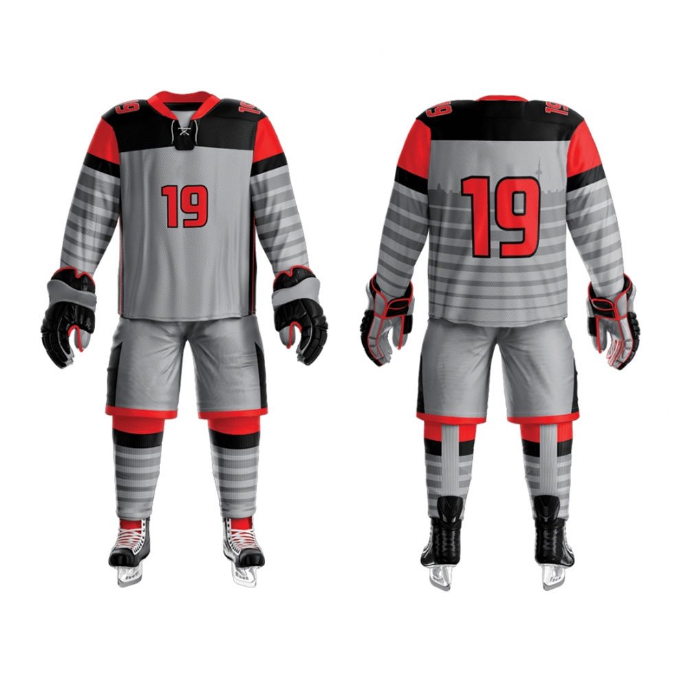 High Quality Wholesale Custom Made 100% polyester material Ice Hockey Uniform Sportswear Quick Dry Breathable Ice Hockey Uniform