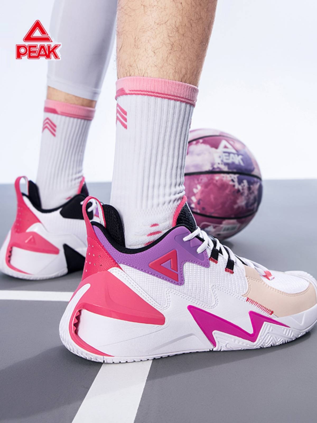 Peak new wear -resistant basketball shoes 2024 spring and summer active men's sneakers leather face anti -slip low help sports men's shoes
