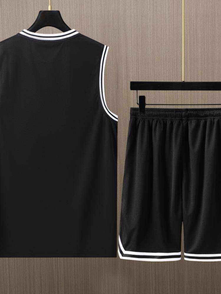 Porkic adaptation of large size basketball suit men's speed dry and fertilizer increases sleeveless vest, fat man sports fitness training