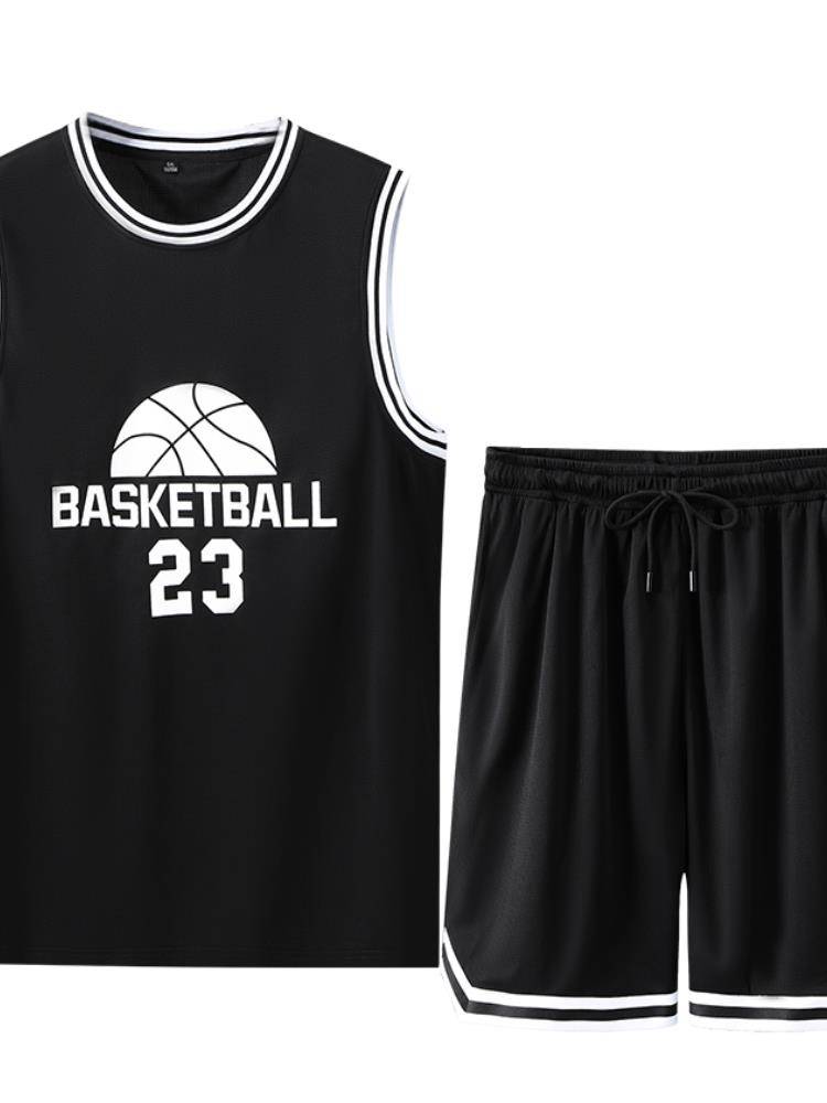 Porkic adaptation of large size basketball suit men's speed dry and fertilizer increases sleeveless vest, fat man sports fitness training