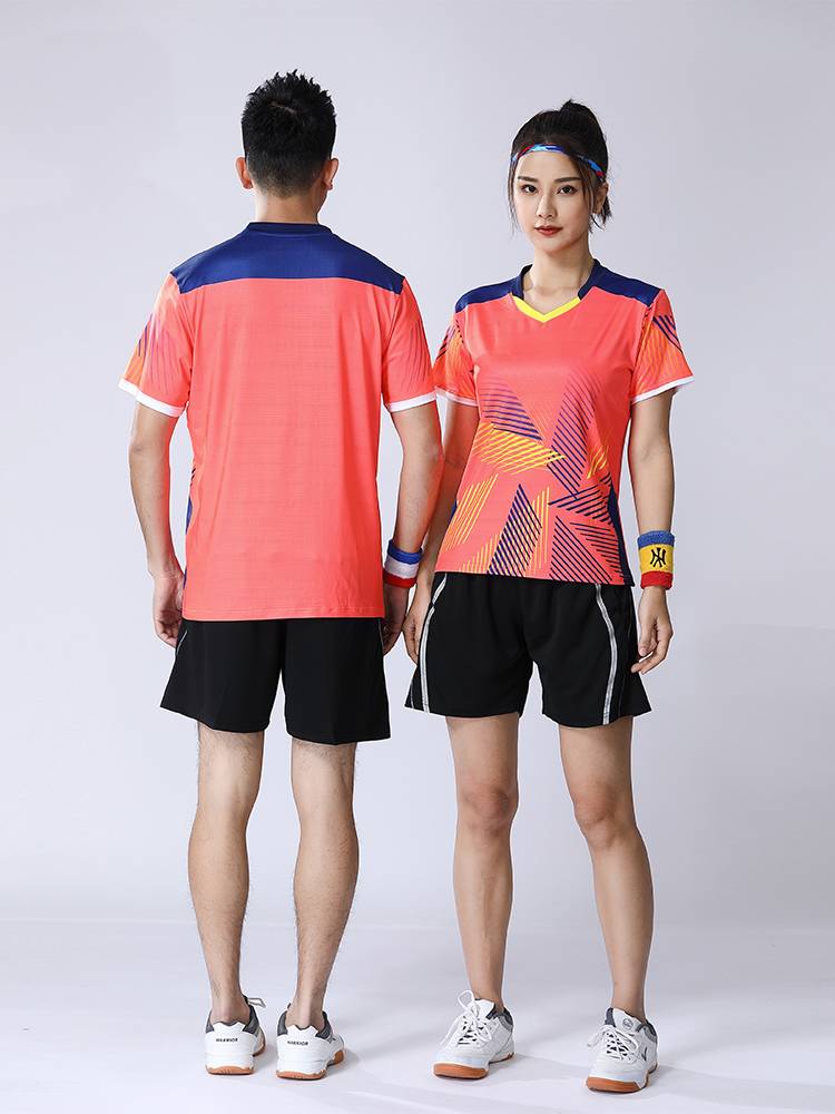 Peak's new badminton uniform female summer tennis table tennis clothes speed dry set short -sleeved men's competition T -shirt