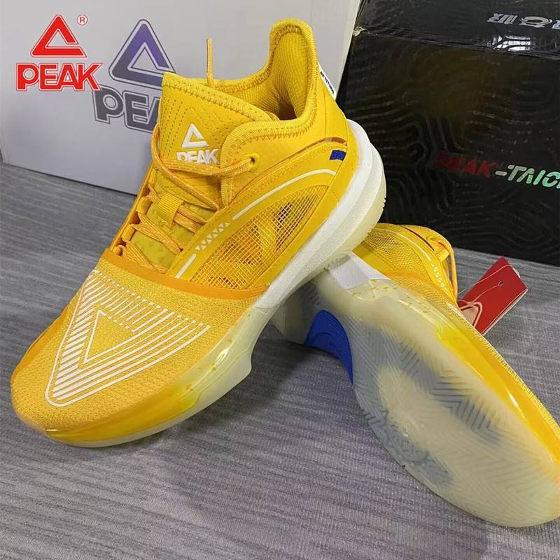 PEAK Peak Great Triangle Bright Yellow color basketball shoes 2024 new professional breathable shock absorption sports shoes