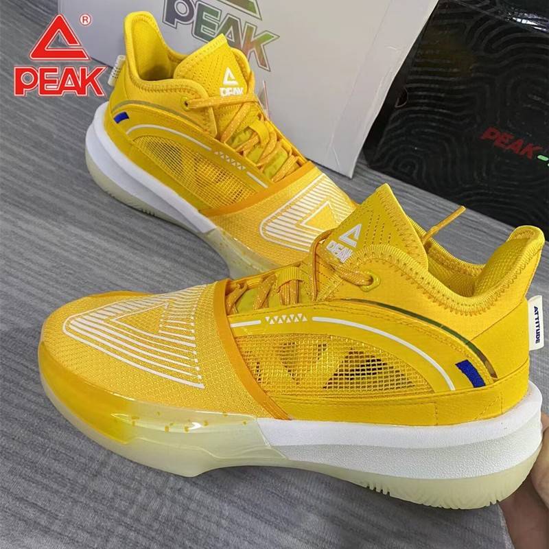 PEAK Peak Great Triangle Bright Yellow color basketball shoes 2024 new professional breathable shock absorption sports shoes