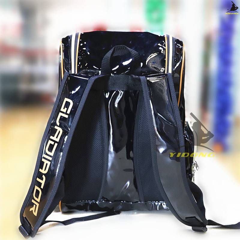 Brett Brett Black Baseball Bald Backpack Large Storage Equipment Pack Professional Sports PU Bright Leather Bag