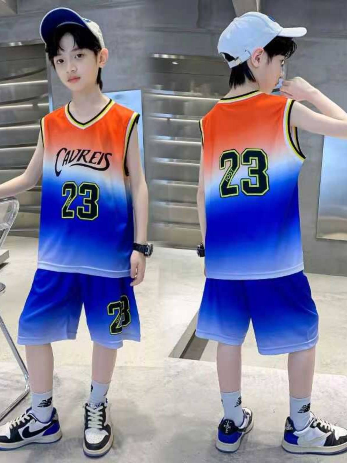 Peak official authentic summer boys' basketball uniform sports suits children's thin vest short pants speed dry clothes