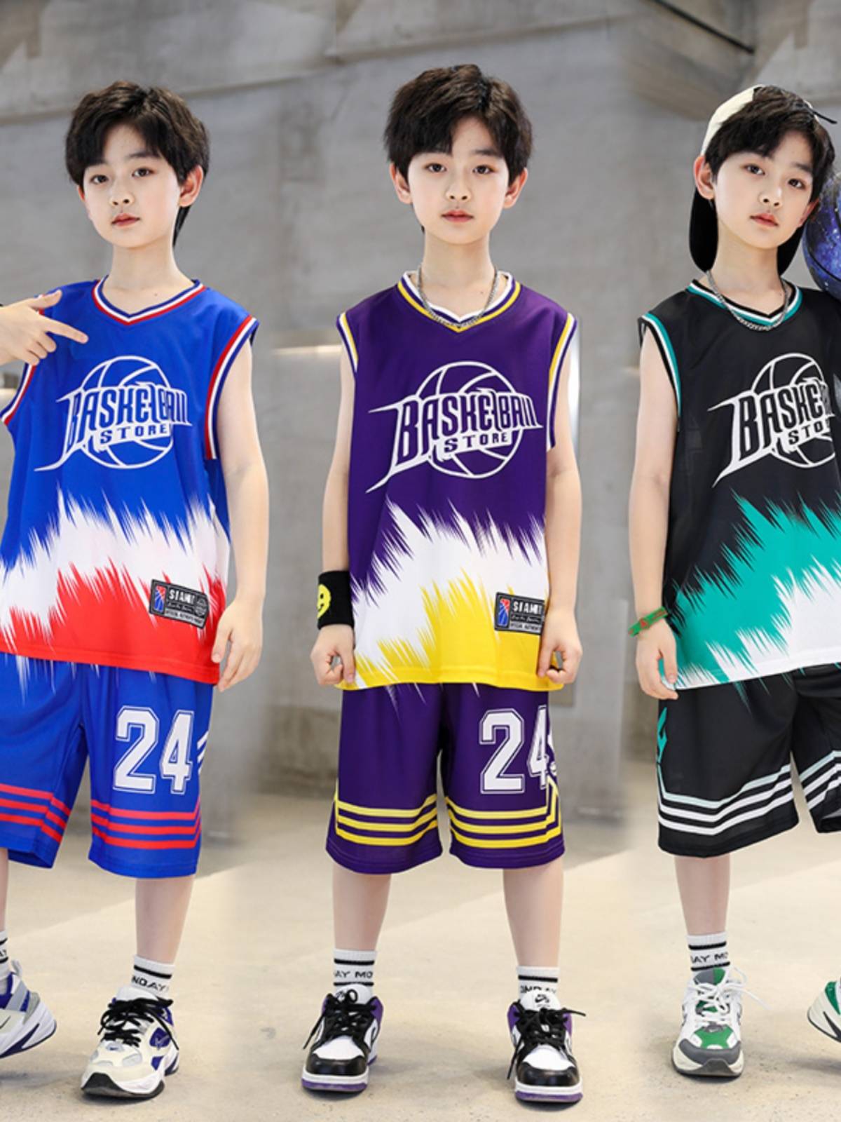 Peak official authentic summer boys' basketball uniform sports suits children's thin vest short pants speed dry clothes
