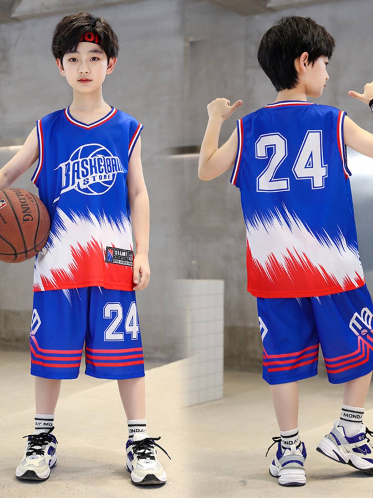 Peak official authentic summer boys' basketball uniform sports suits children's thin vest short pants speed dry clothes