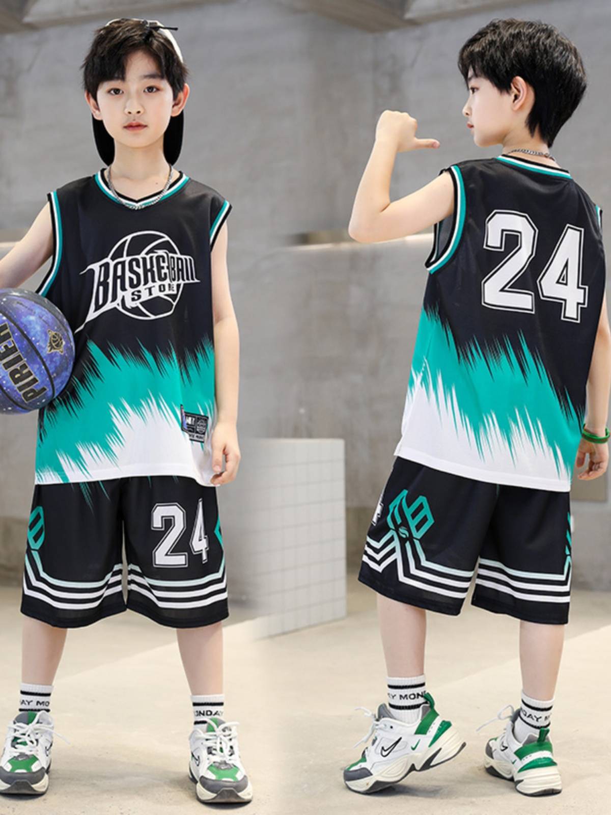 Peak official authentic summer boys' basketball uniform sports suits children's thin vest short pants speed dry clothes
