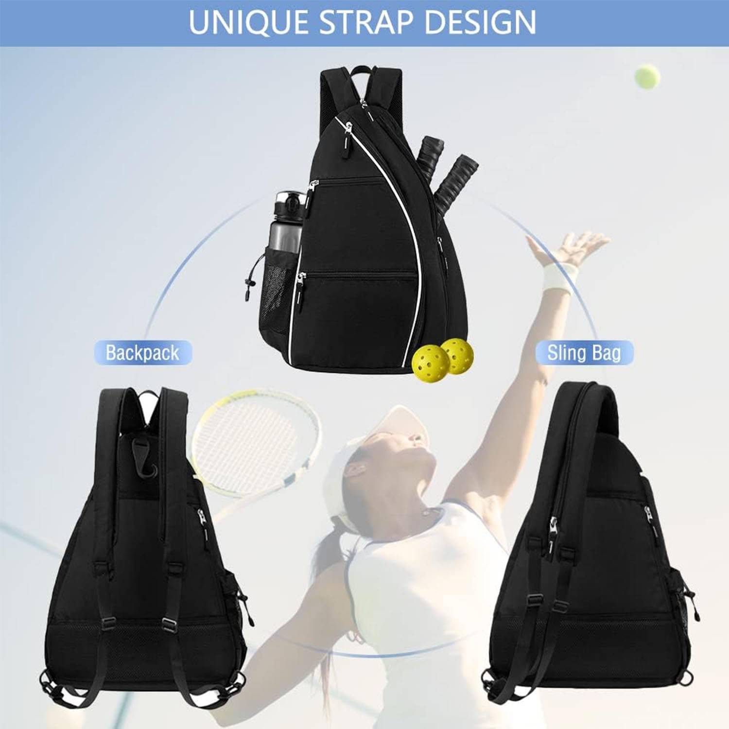 Peak racket sports bag backpack storage bag breathable portable back container Pickleball padder
