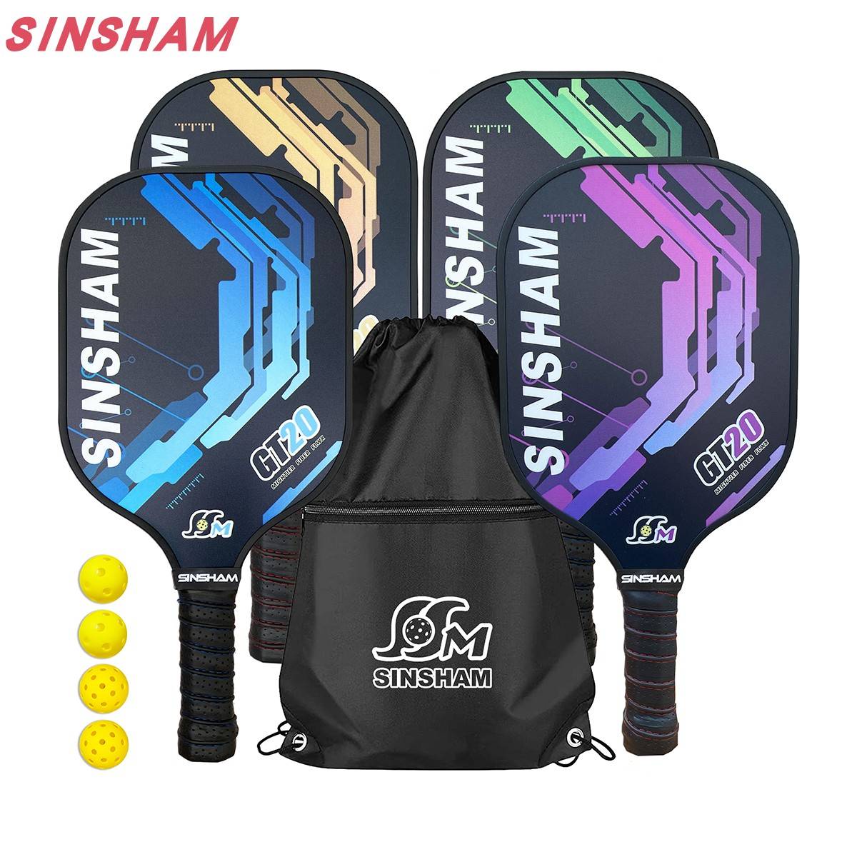 Peak ball racket Amazon hot selling SINSHAM carbon fiber shooting Pickleball professional racket single -shot ball