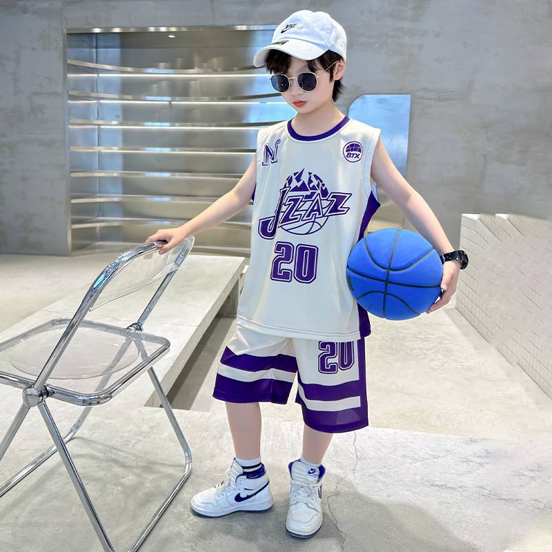 Peak Official Genuine Children's Summer Basketball Clothes Set Boys Quick -drying Vests Jersey Boy Sports