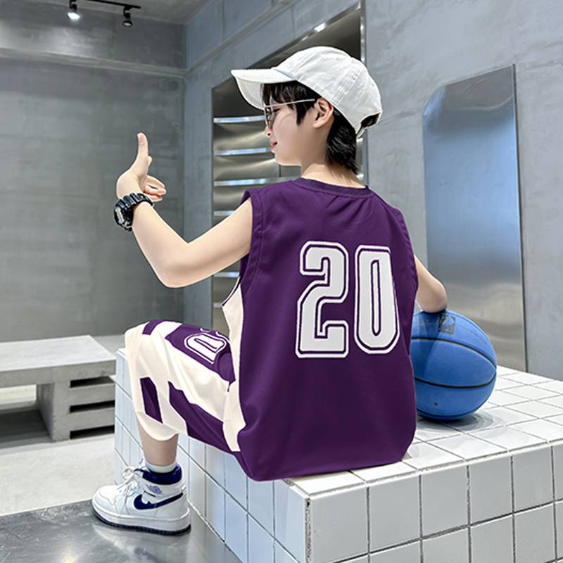 Peak Official Genuine Children's Summer Basketball Clothes Set Boys Quick -drying Vests Jersey Boy Sports