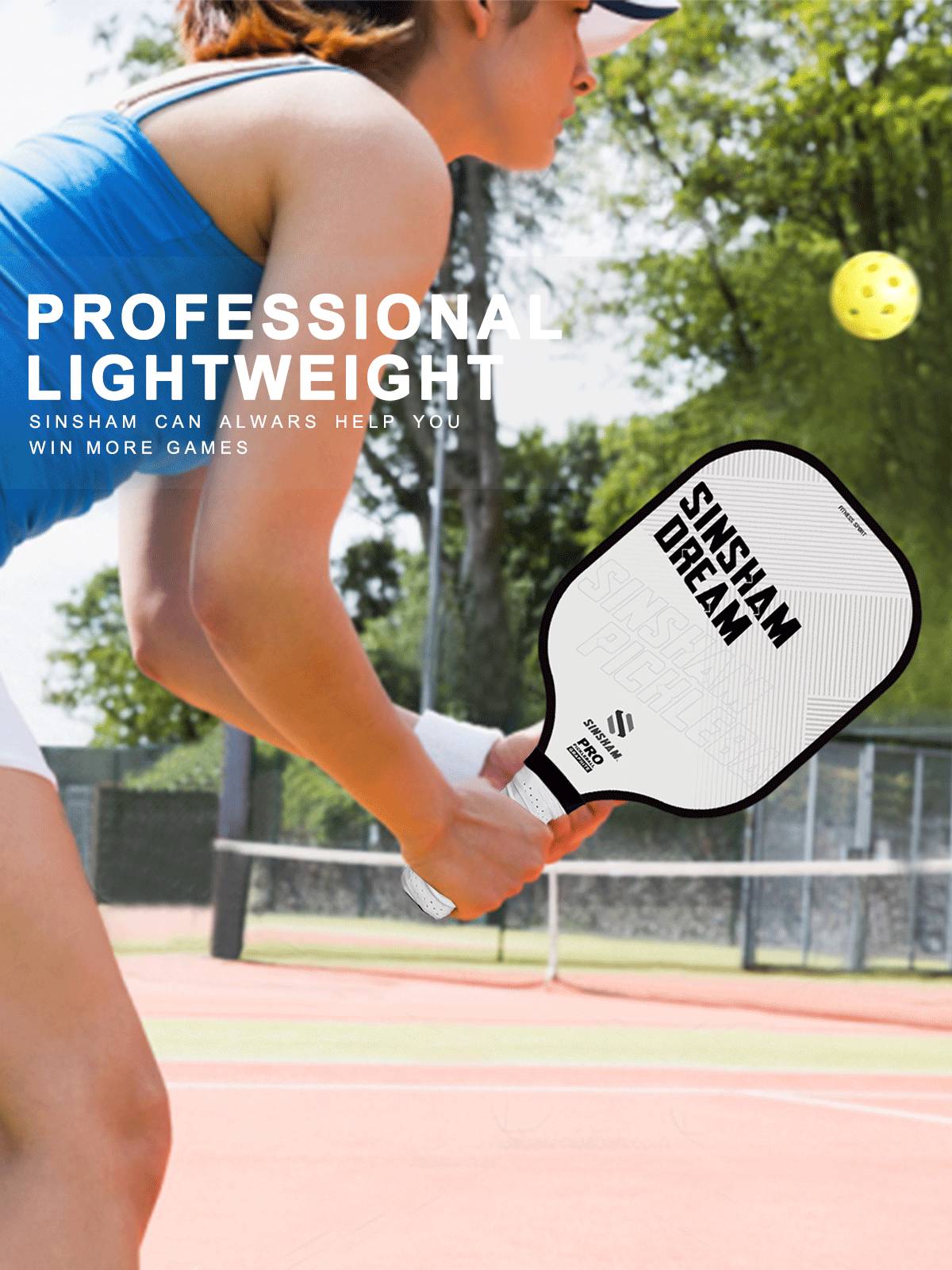 SINSHAM high -end professional carbon fiber pill racket black and white letters recurring version of the board ball racket board