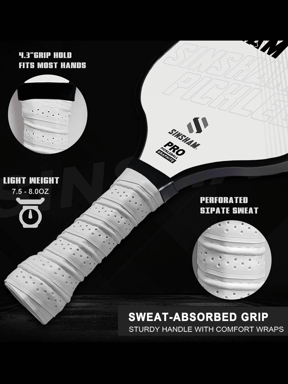 SINSHAM high -end professional carbon fiber pill racket black and white letters recurring version of the board ball racket board