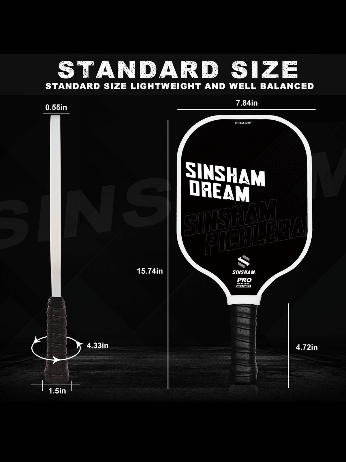 SINSHAM high -end professional carbon fiber pill racket black and white letters recurring version of the board ball racket board