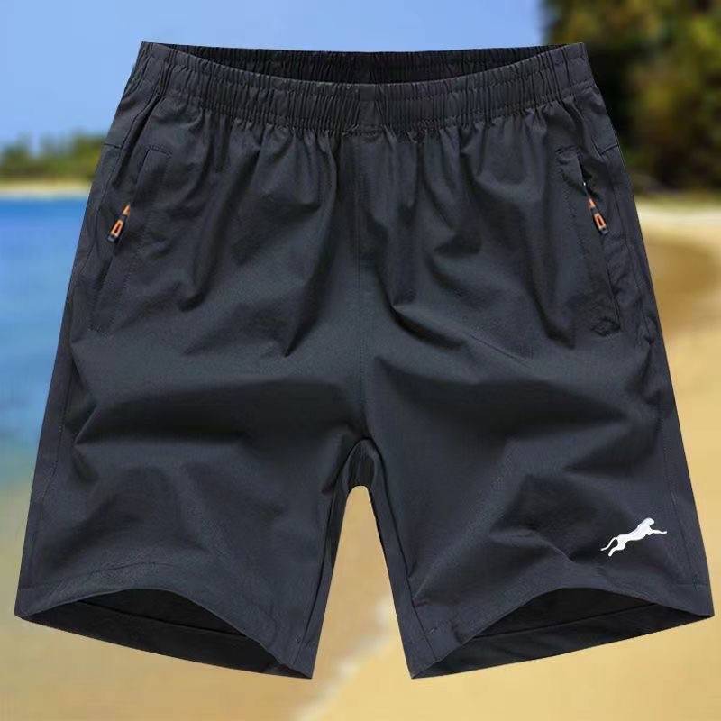 Pork shorts new men's summer ice silk thin external wearing fast -drying loose basketball pants five -point leisure sports
