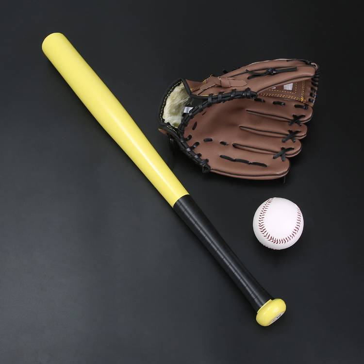 Yellow wooden stick with brown gloves