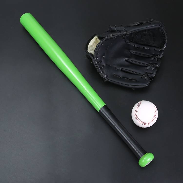 Green wooden stick with black gloves