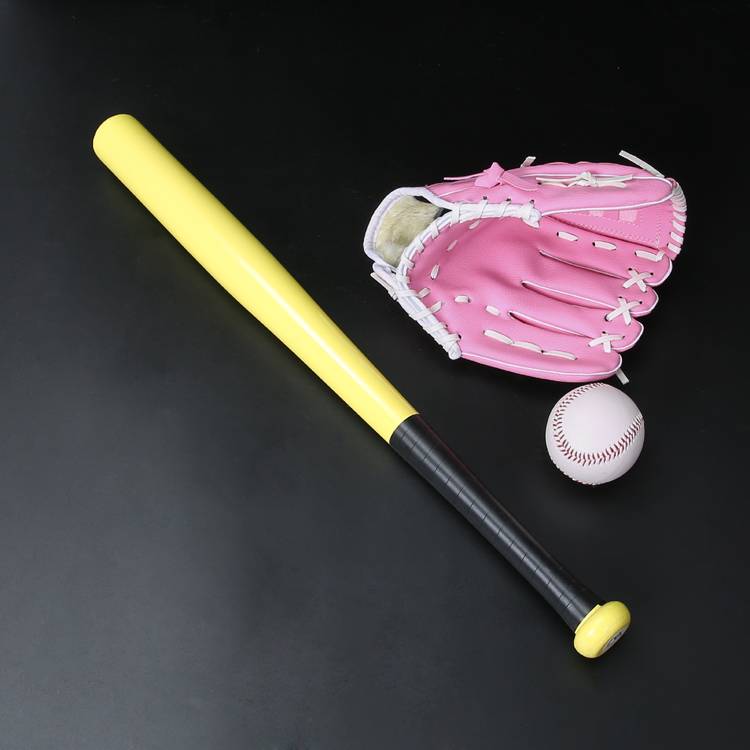 Yellow wooden stick with pink gloves