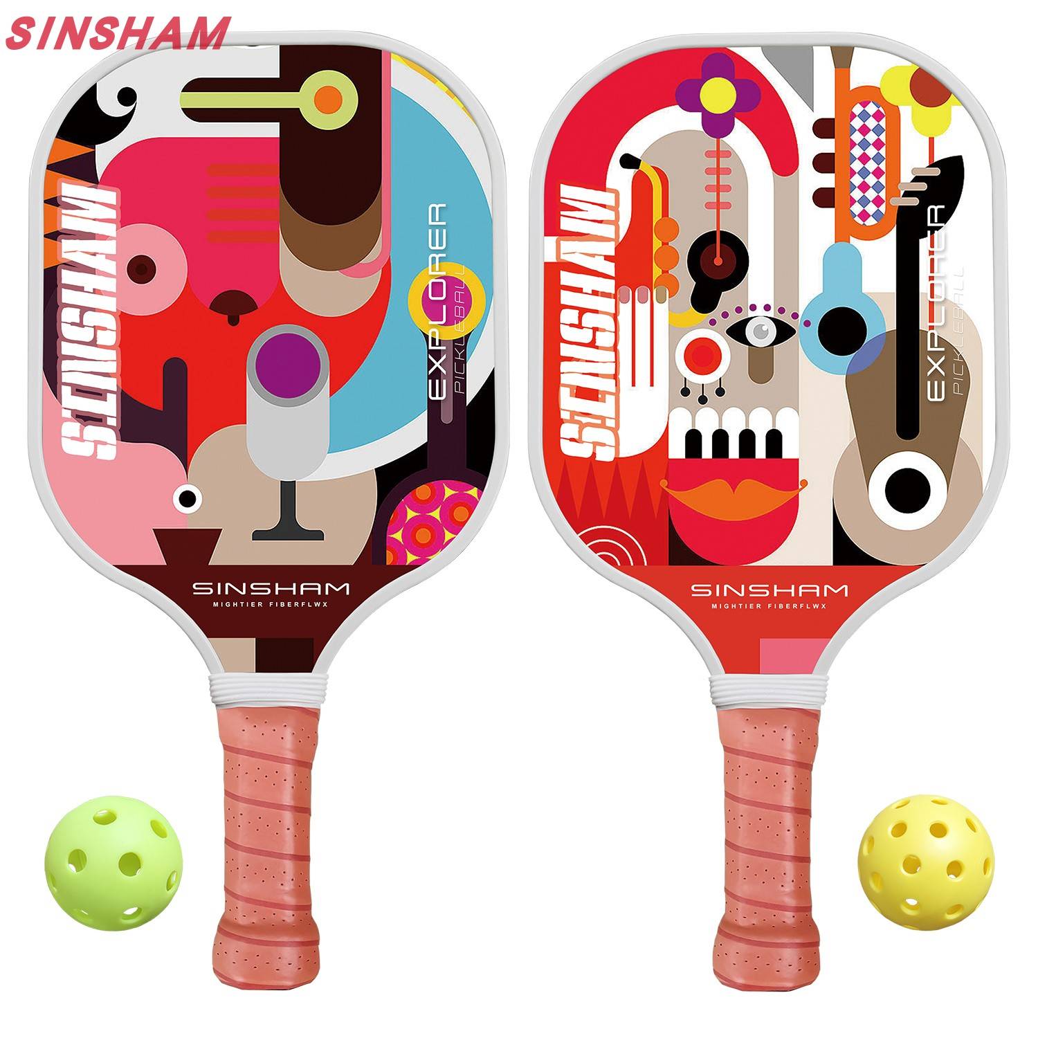 New product on the new warm -colored ball racket carbon fiber shooting SINSHAM ball racket Pickleball with 1 ball