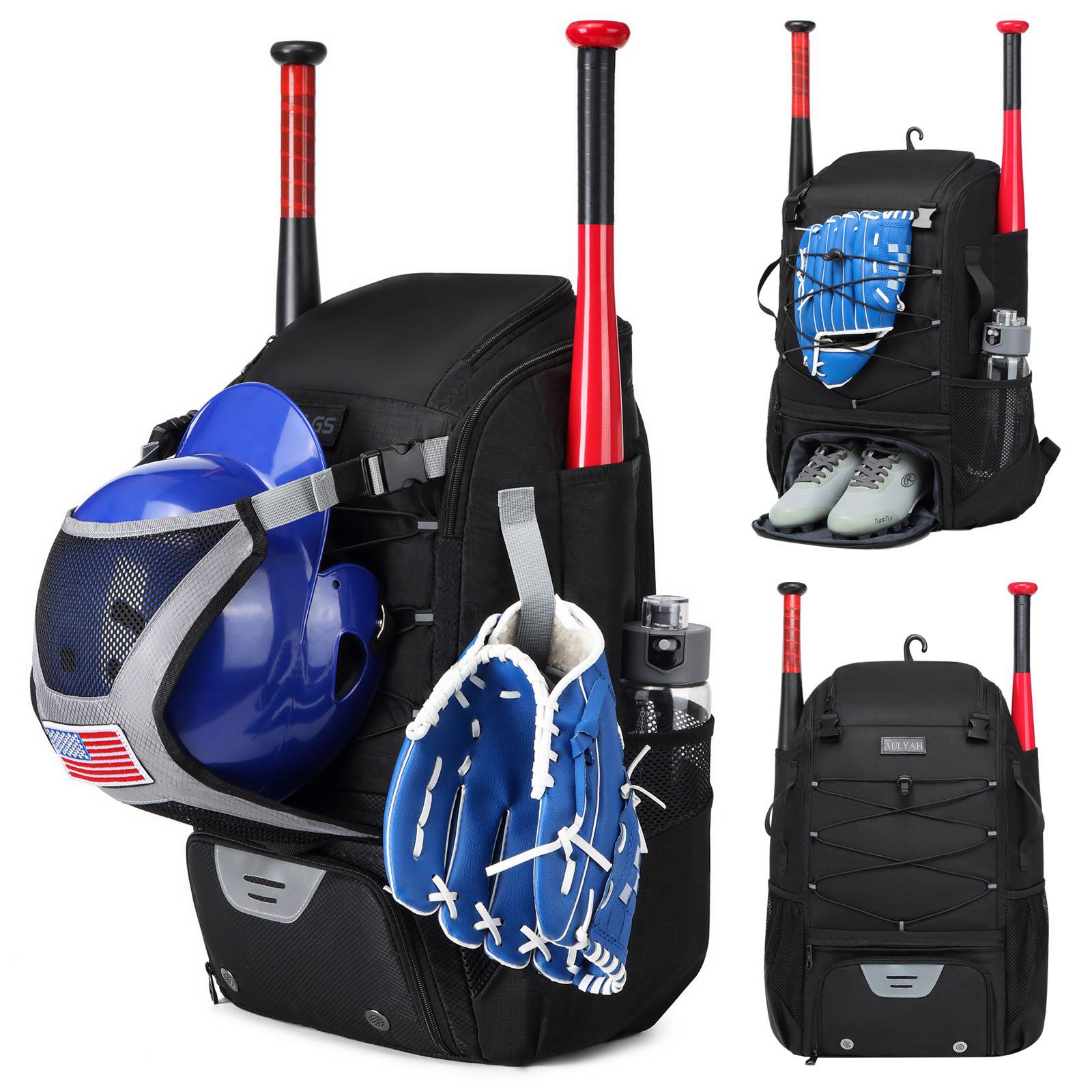 American baseball backpack Equipment bag Bi -shoulder backpack Large -capacity Portable Multifunctional Package