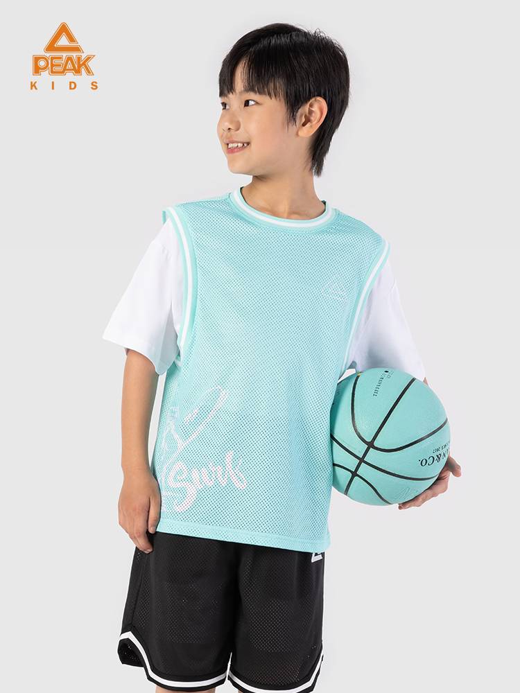 Peak children's clothing 2024 new summer children's sports T -shirt blasting fast -drying basketball uniform big children's two tops