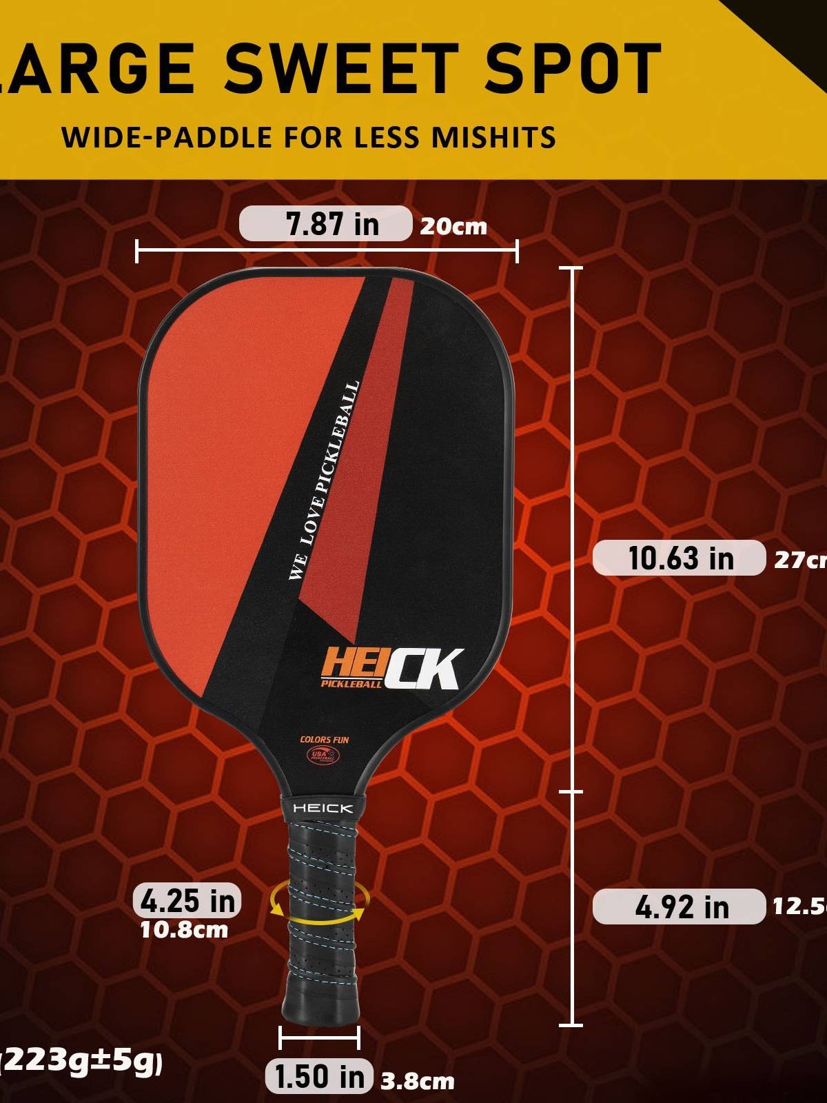 Heick Carbon Fiber Piece racket Pickleball racket USAPA authentication competition level entry