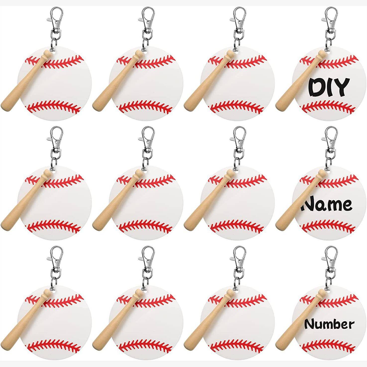 TEMU Amazon Explosion Acklie Baseball Key Buckle blank kit wooden stick baseball pendant baseball club
