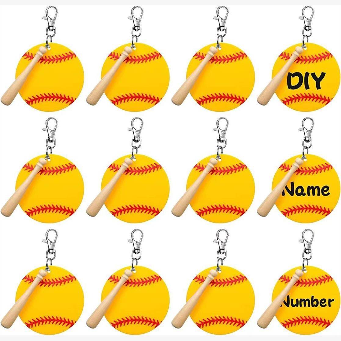 TEMU Amazon Explosion Acklie Baseball Key Buckle blank kit wooden stick baseball pendant baseball club