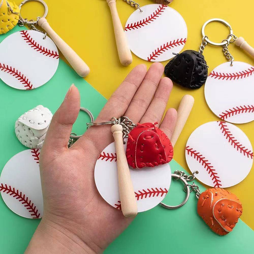 TEMU Amazon Explosion Acklie Baseball Key Buckle blank kit wooden stick baseball pendant baseball club