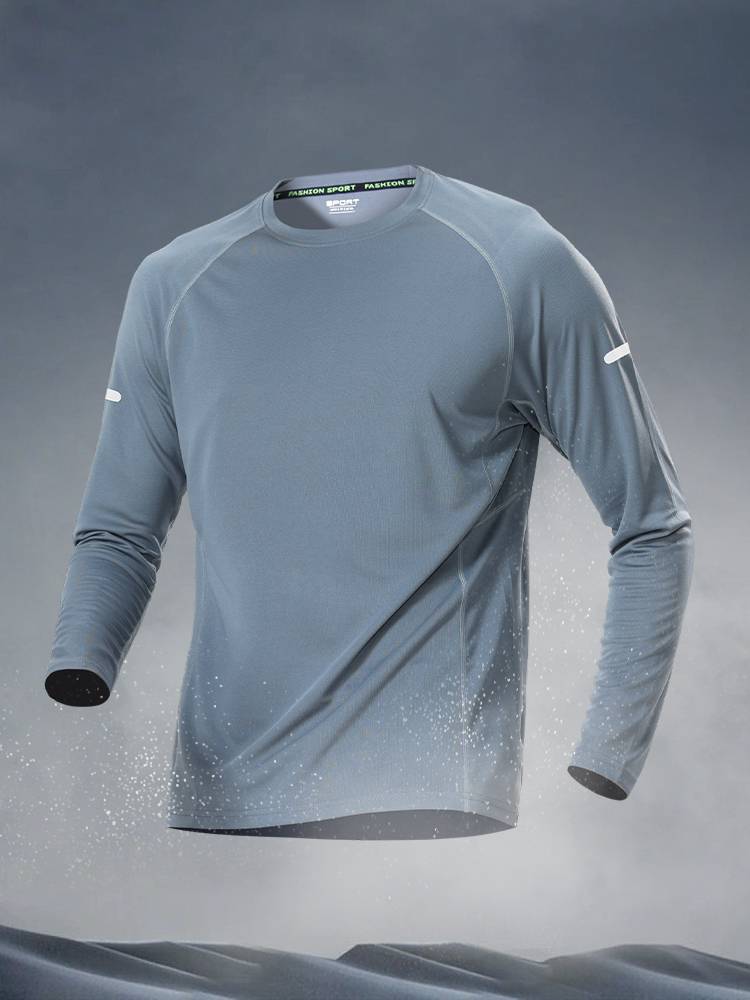 Peak's official website authentic sports long -sleeved T -shirt men's running dry clothes summer ice silk fitness bottom top basketball