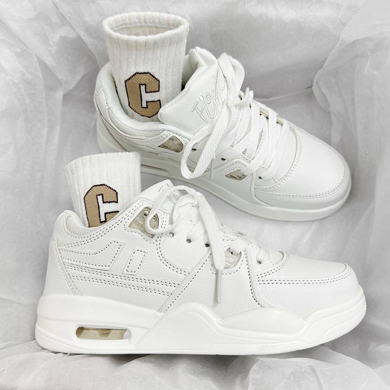 Peak basketball shoes male gas pad shoes female 2024 summer new versatile casual soft bottom shoes thick bottom white shoes