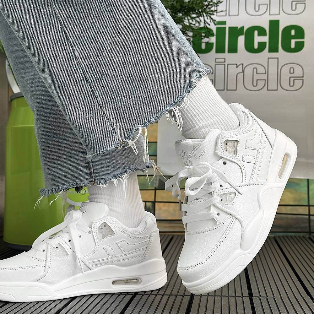 Peak basketball shoes male gas pad shoes female 2024 summer new versatile casual soft bottom shoes thick bottom white shoes