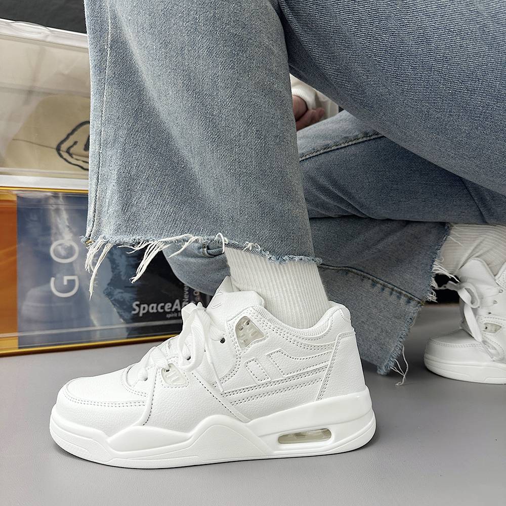 Peak basketball shoes male gas pad shoes female 2024 summer new versatile casual soft bottom shoes thick bottom white shoes