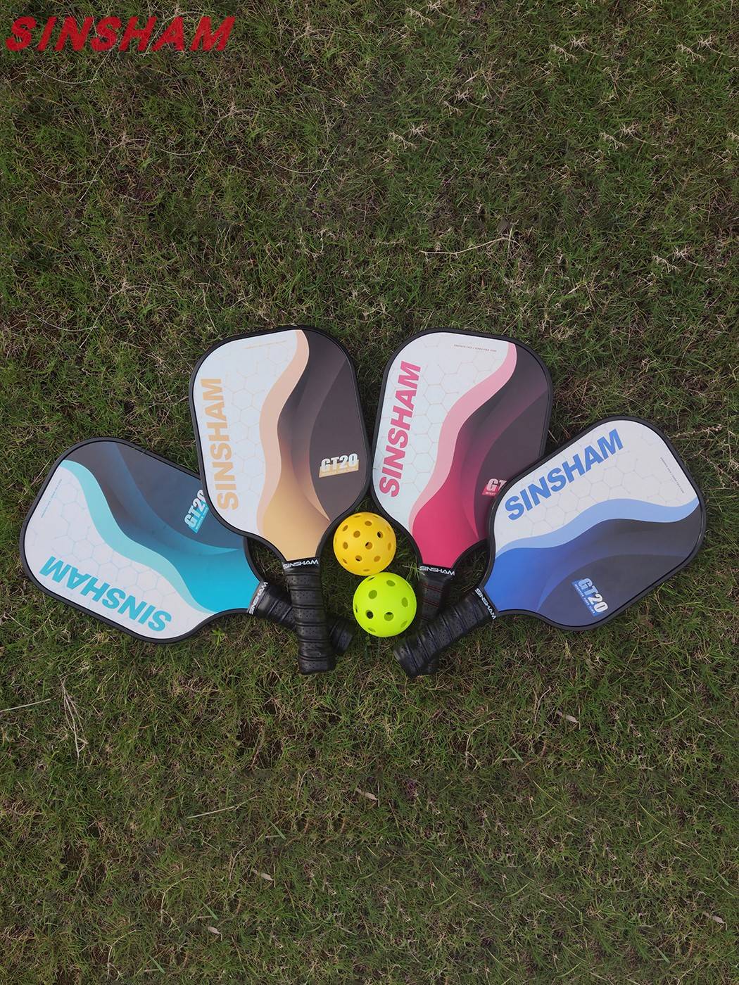 The new arc -line Piccar racket carbon fiber shooting SINSHAM hole ball racket Pickleball with 1 ball