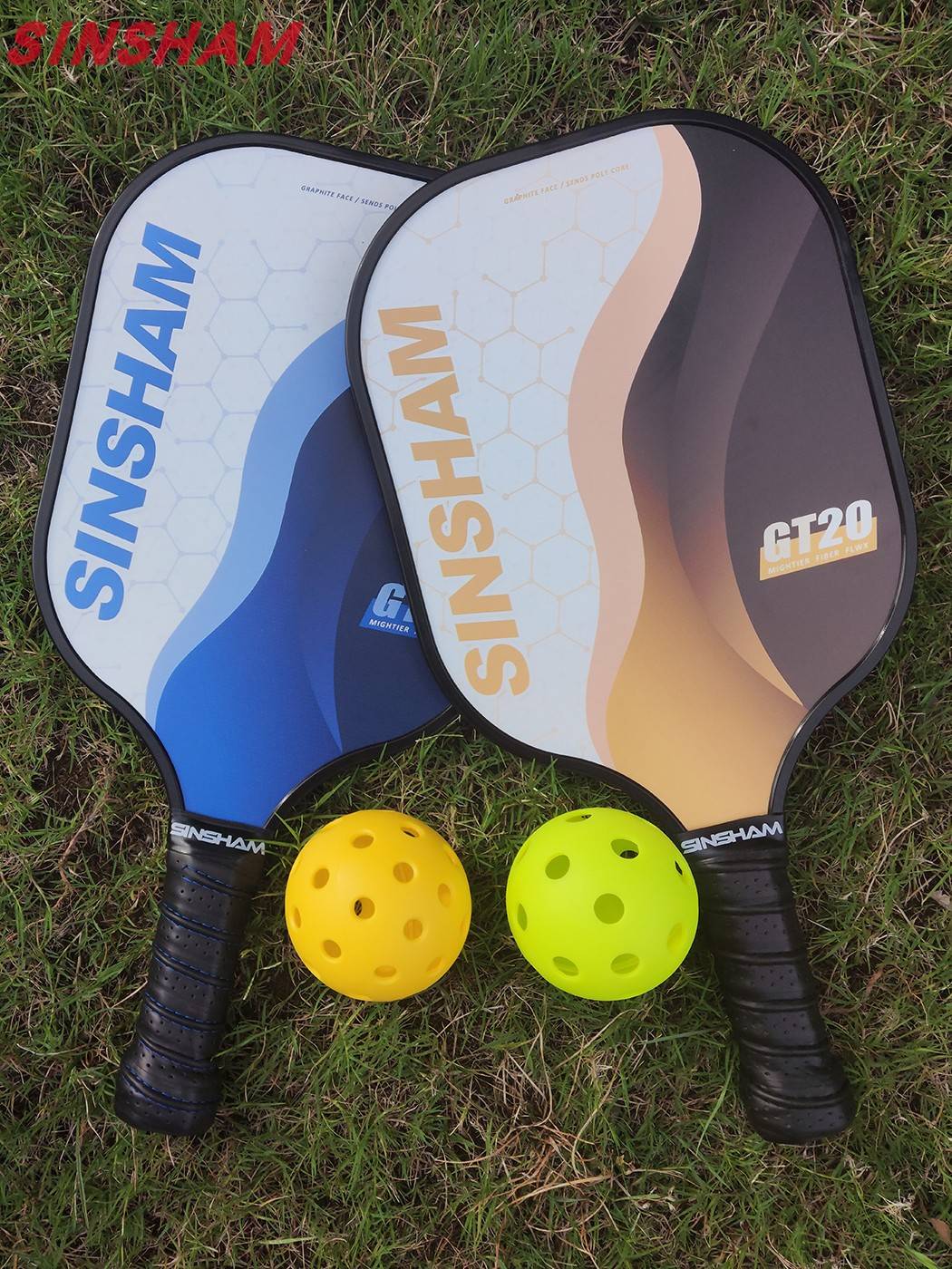 The new arc -line Piccar racket carbon fiber shooting SINSHAM hole ball racket Pickleball with 1 ball