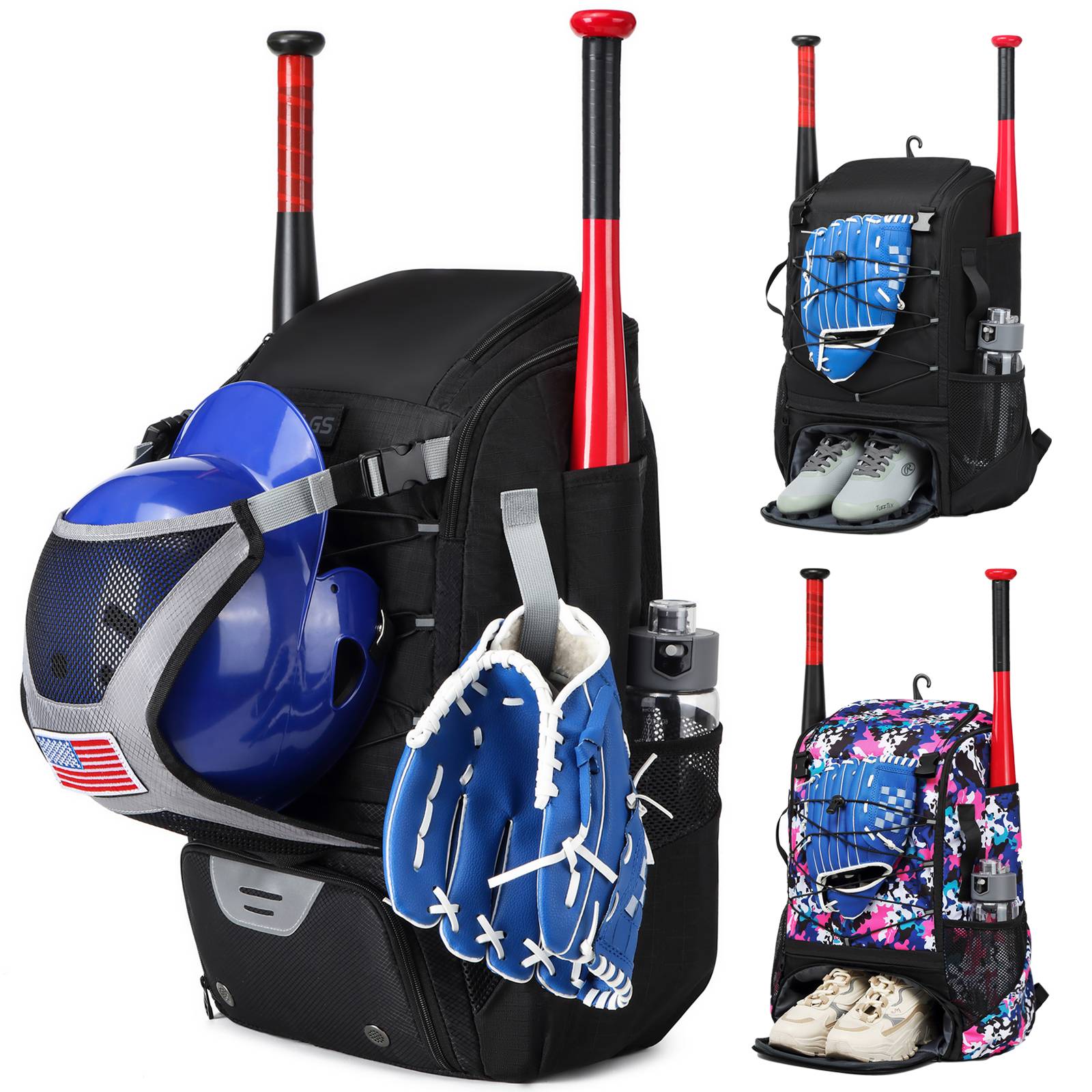 2024 new large -capacity American baseball backpack college student commute professional competition baseball bag waterproof outdoor outdoor bag