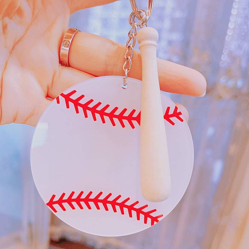 TEMU Amazon Explosion Acklie Baseball Key Buckle blank kit wooden stick baseball pendant baseball club
