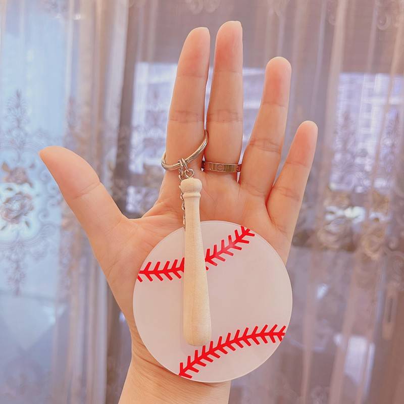 TEMU Amazon Explosion Acklie Baseball Key Buckle blank kit wooden stick baseball pendant baseball club