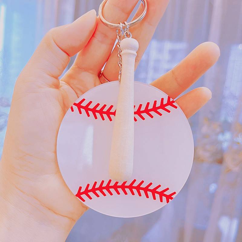 TEMU Amazon Explosion Acklie Baseball Key Buckle blank kit wooden stick baseball pendant baseball club