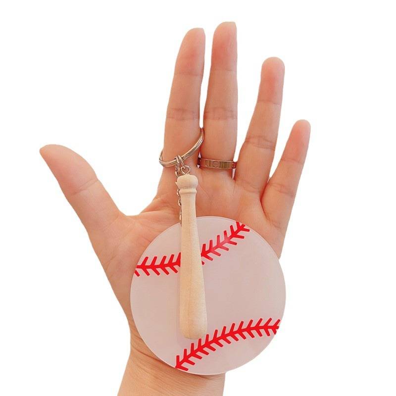 TEMU Amazon Explosion Acklie Baseball Key Buckle blank kit wooden stick baseball pendant baseball club