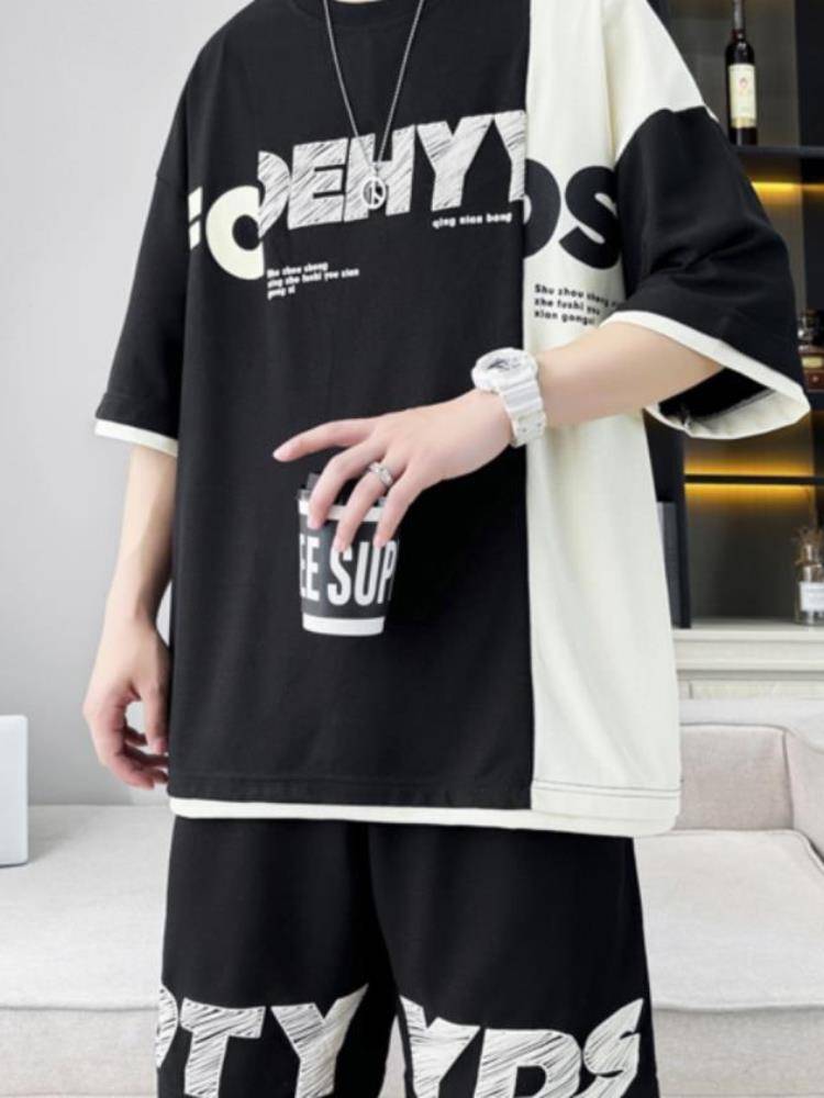 Genuine Peak adapts to summer ice silk teenagers stitching loose leisure sports students basketball uniforms short sleeves