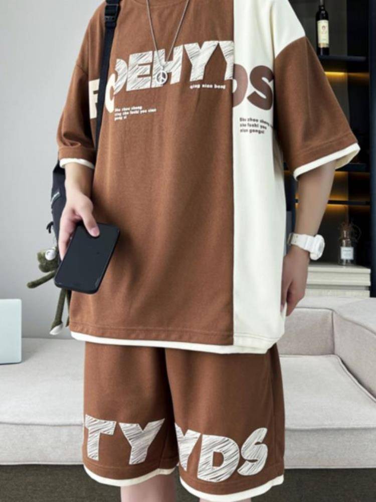 Genuine Peak adapts to summer ice silk teenagers stitching loose leisure sports students basketball uniforms short sleeves