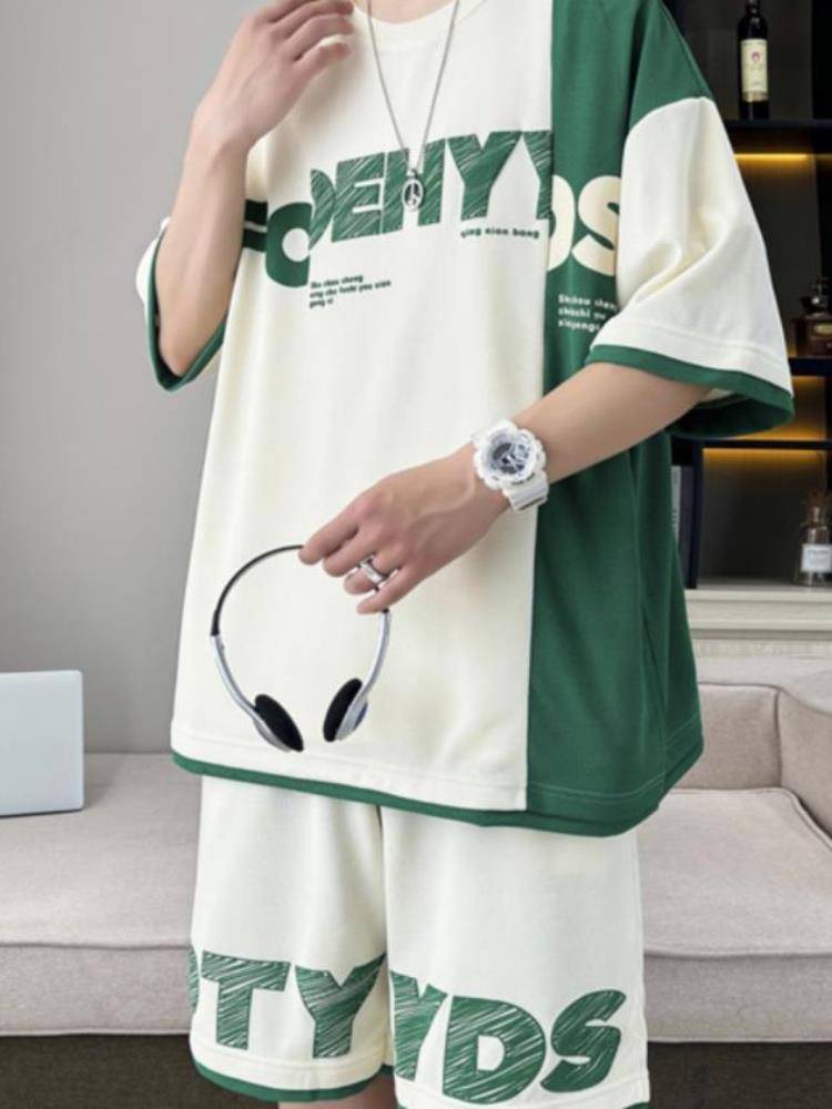 Genuine Peak adapts to summer ice silk teenagers stitching loose leisure sports students basketball uniforms short sleeves