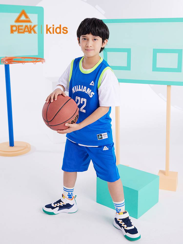 Peak children's basketball suit summer new basketball vest shorts and shorts set actual combat fast -drying sportswear