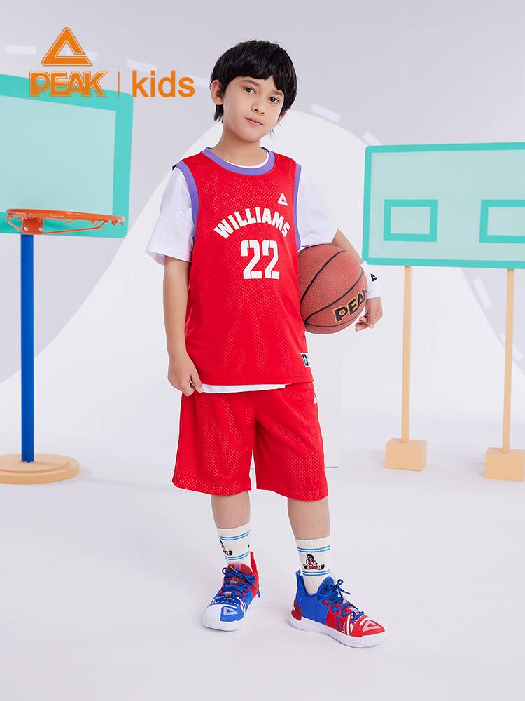Peak children's basketball suit summer new basketball vest shorts and shorts set actual combat fast -drying sportswear
