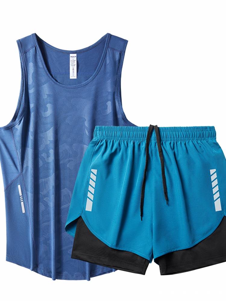 Peak's official genuine sports suit Men's running track and field marathon vest summer ice silk basketball training shorts