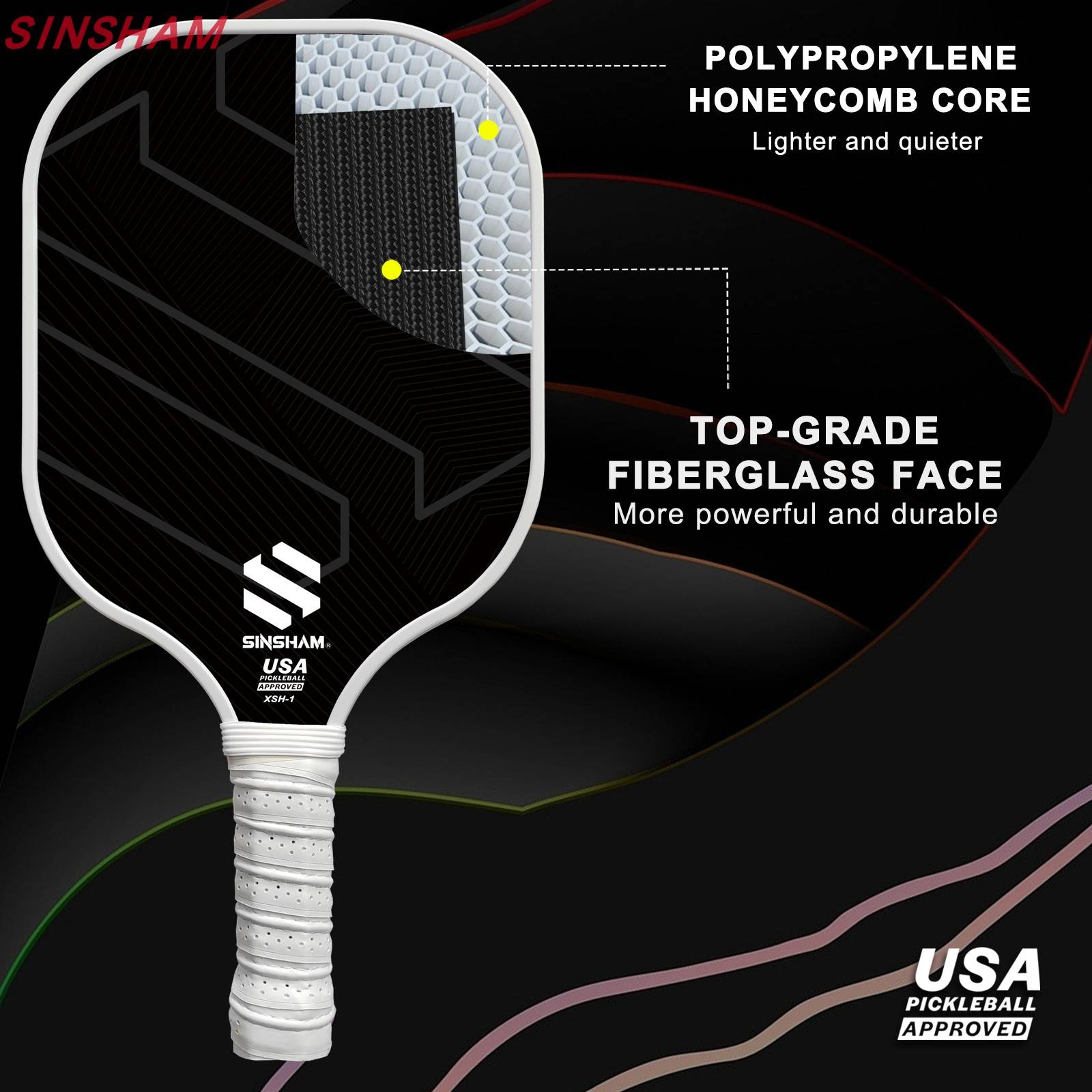 Peak ball racket USA authentication SINSHAM carbon fiber racket Pickleball professional racket Amazon hot sale