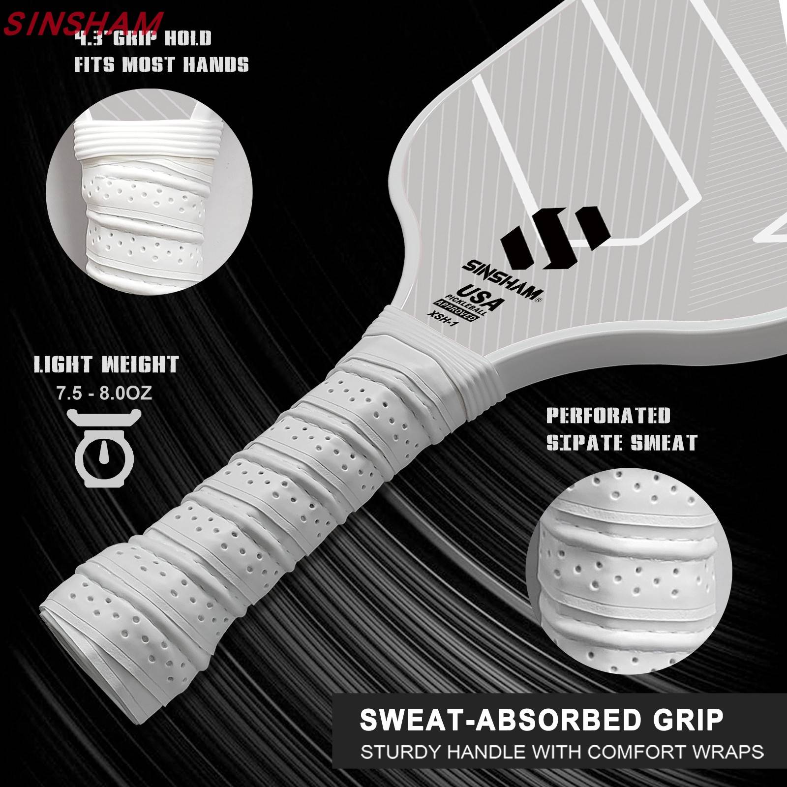Peak ball racket USA authentication SINSHAM carbon fiber racket Pickleball professional racket Amazon hot sale