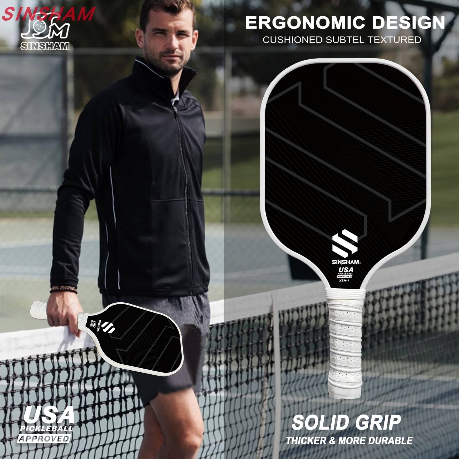 Peak ball racket USA authentication SINSHAM carbon fiber racket Pickleball professional racket Amazon hot sale